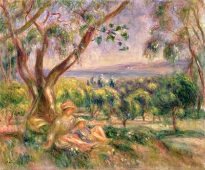 Frau und Kind unter einem Baum von Pierre Auguste Renoir